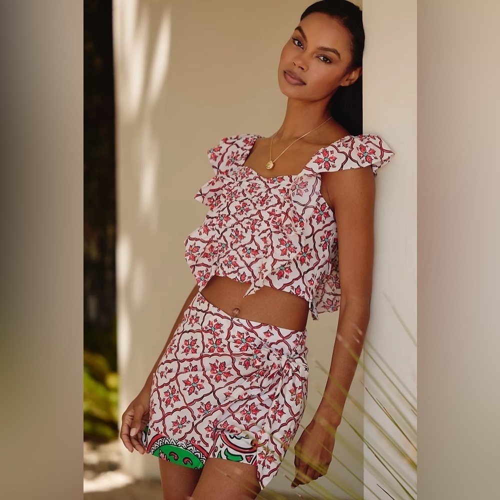 NWT ANTHROPOLOGIE RO'S GARDEN CARTAGENA COTTON MINI SKORT M